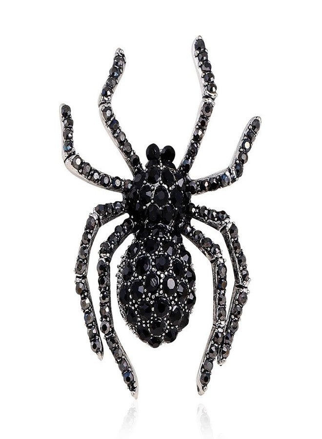 MXUHUI Spider Brooch Pins for Women Gothic Rhinestone Spider Pin Insect Brooch Halloween Cosplay Party Vintage Costume Accessories (Black) - Image 1
